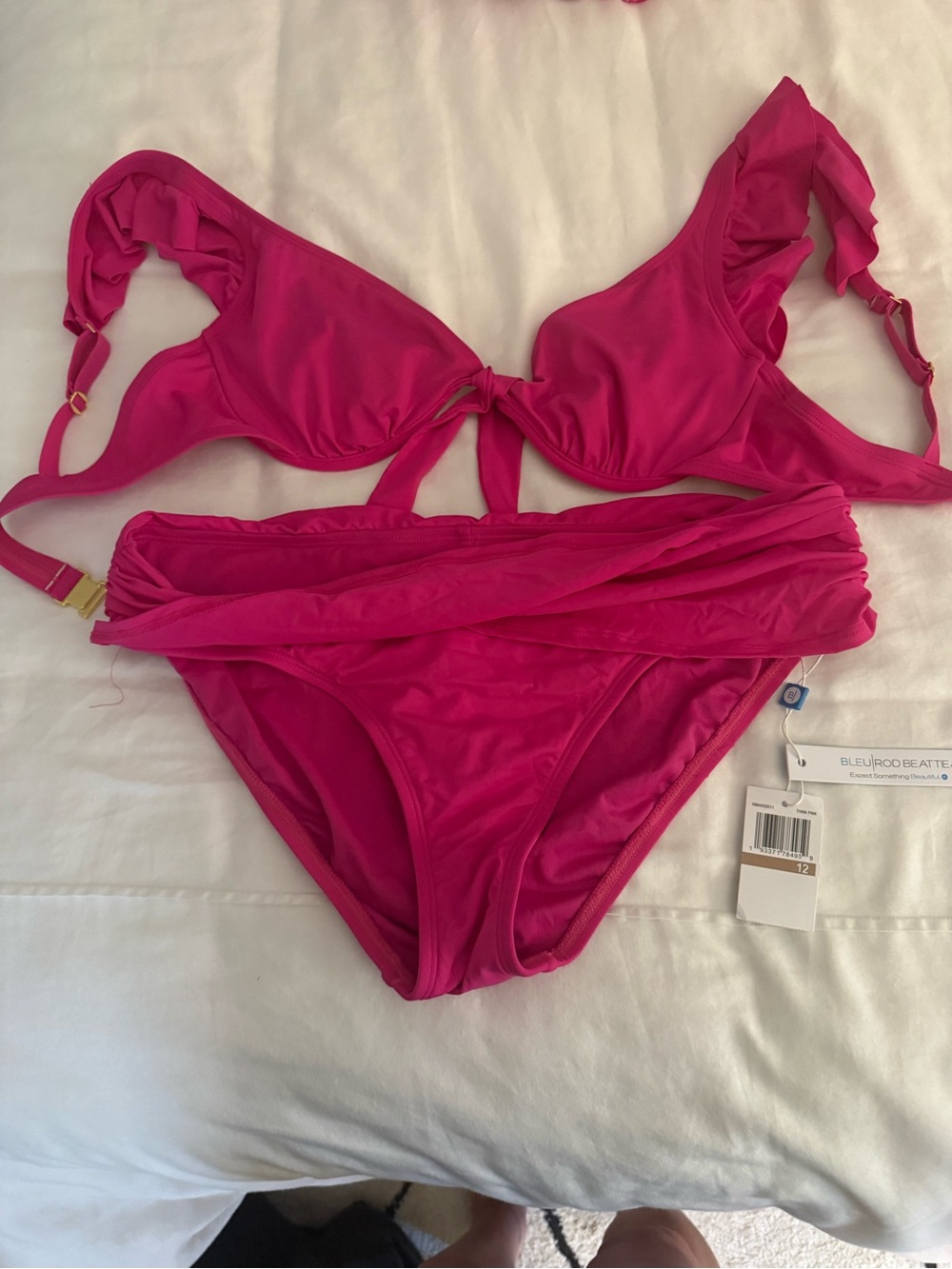 Bleu Rod Beattie Hot Pink Ruffle Bikini Set